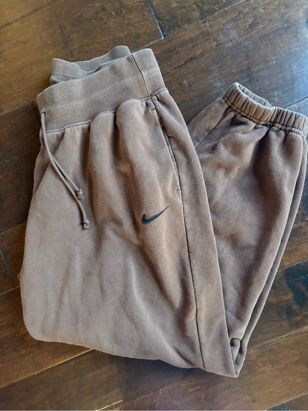 Nike Brown Men's Fleece Joggers with Black Swoosh